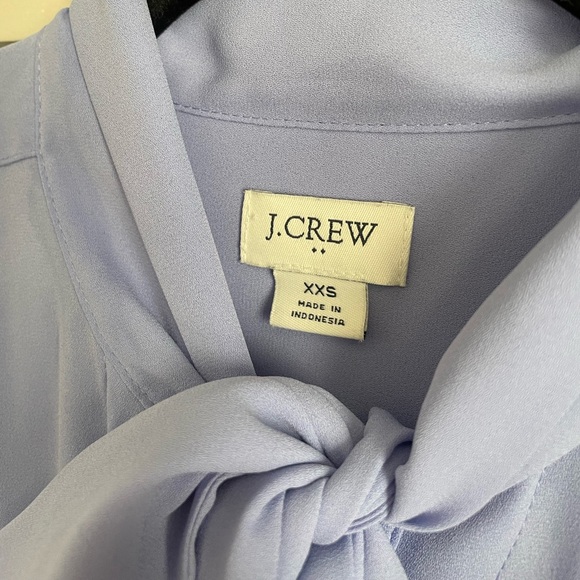 J.Crew Purple Lavender Periwinkle Tie Neck Buttondown Blouse XXS - Picture 3 of 8